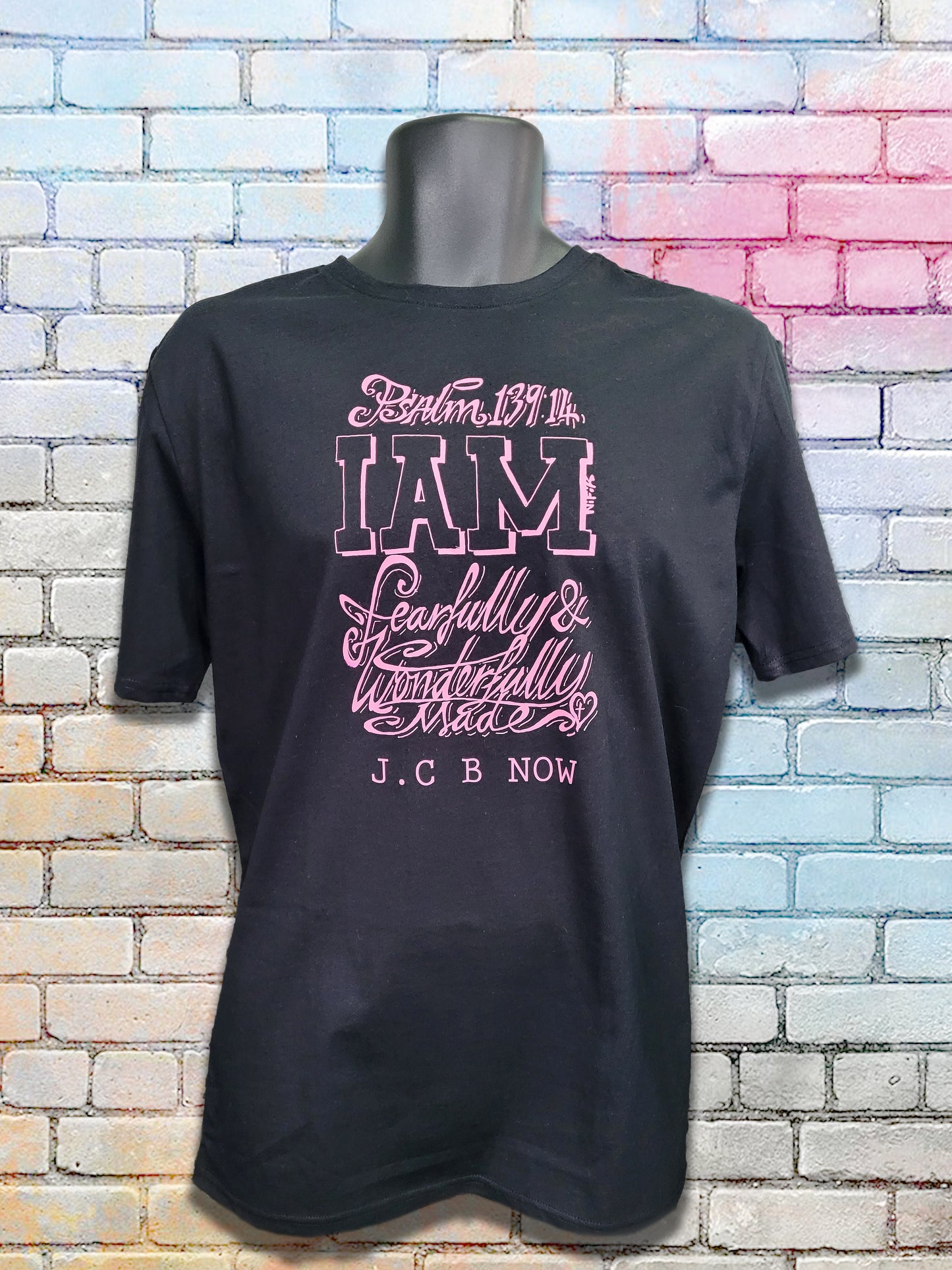 Short Sleeve T-Shirt Psalm 139:14 Pink print