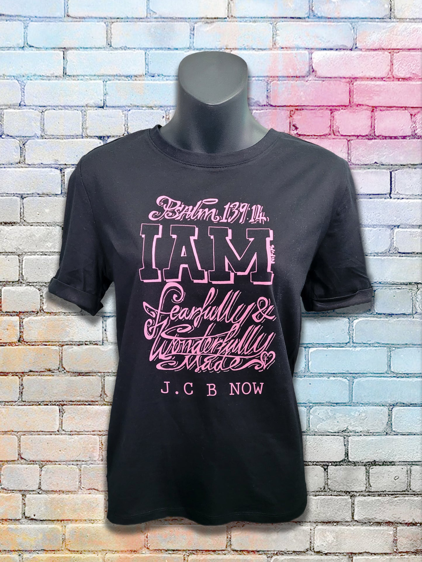 Short Sleeve T-Shirt Psalm 139:14 Pink print
