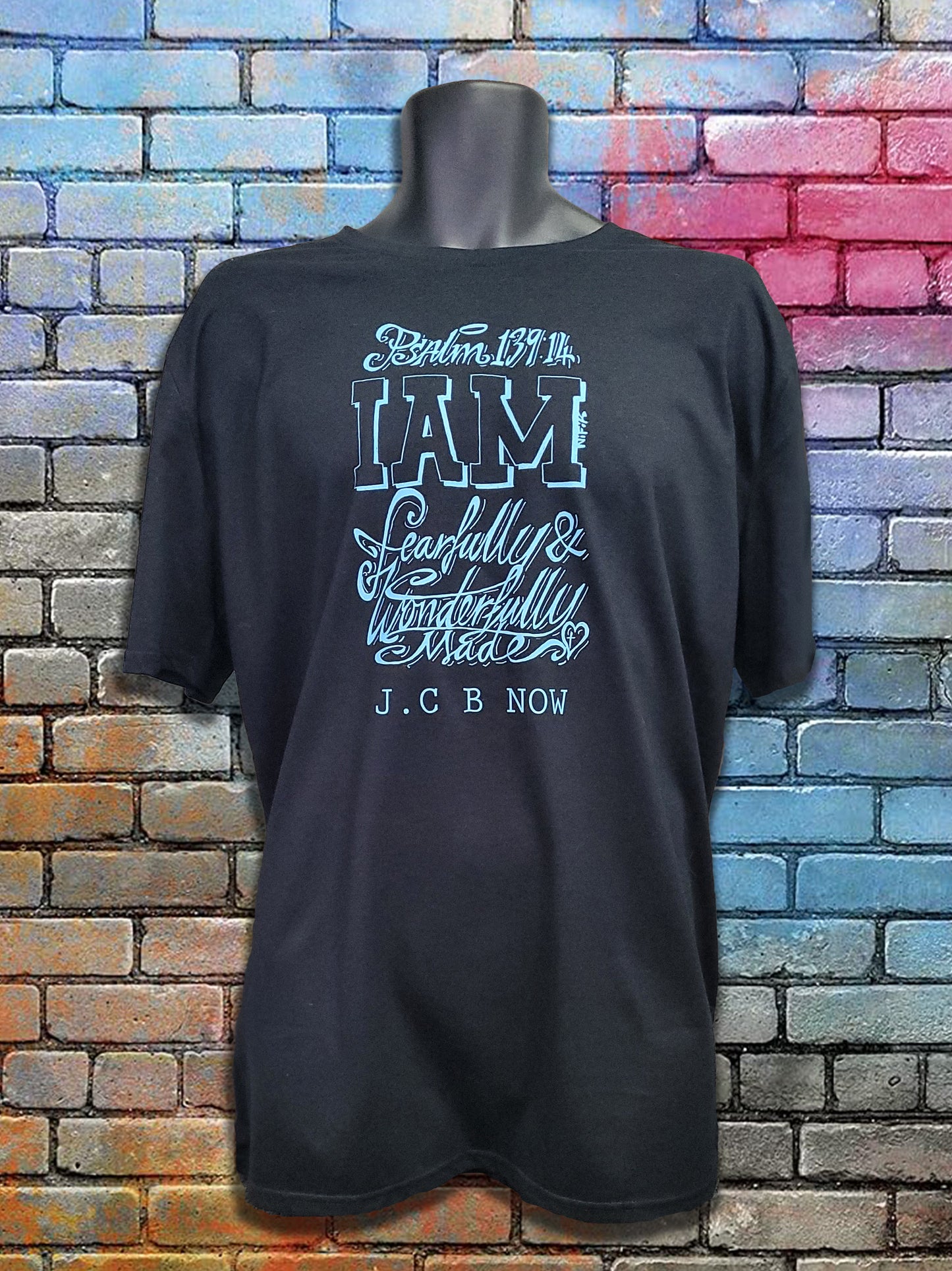 Short Sleeve T-Shirt Psalm 139:14 blue print