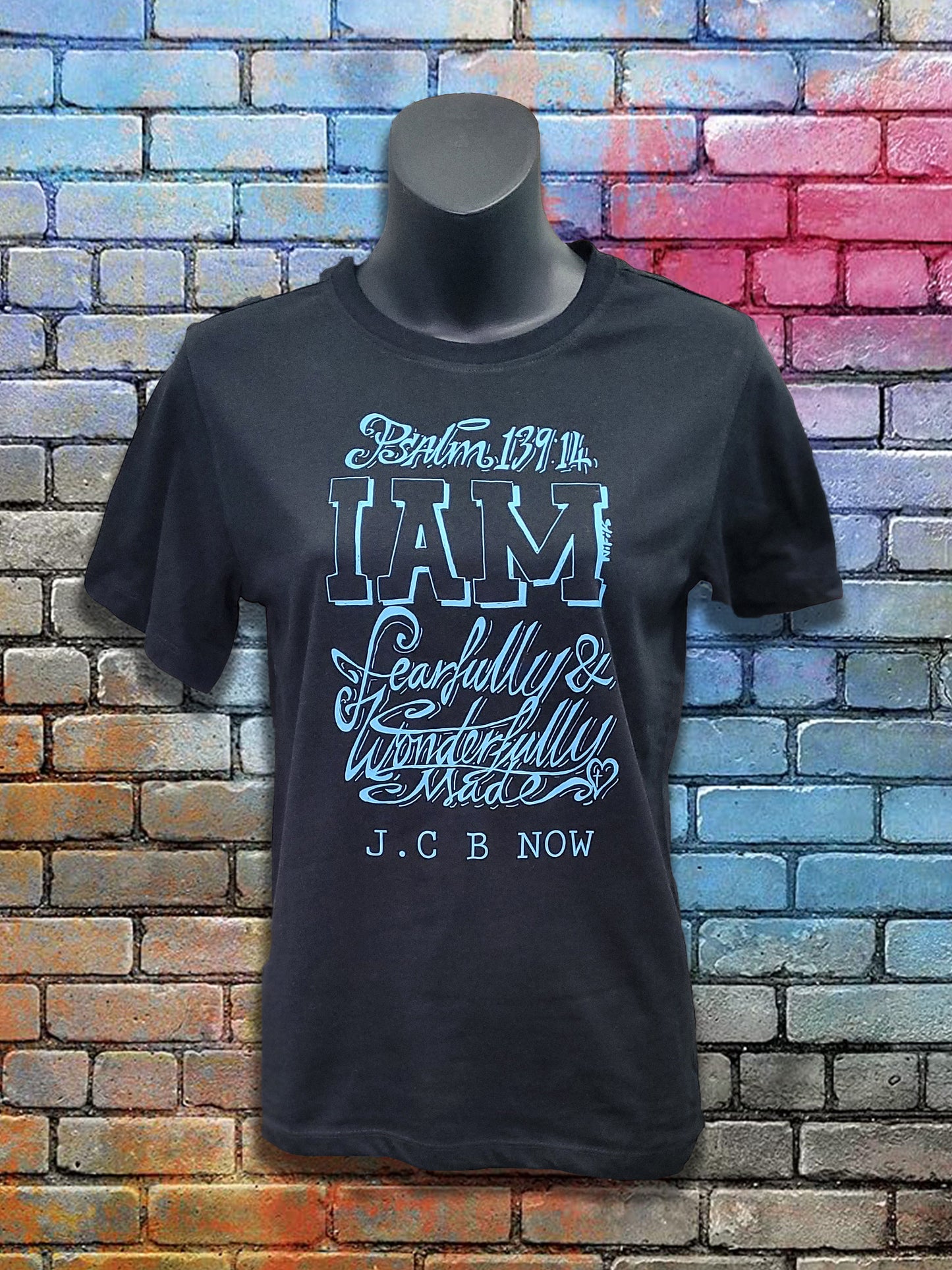 Short Sleeve T-Shirt Psalm 139:14 blue print