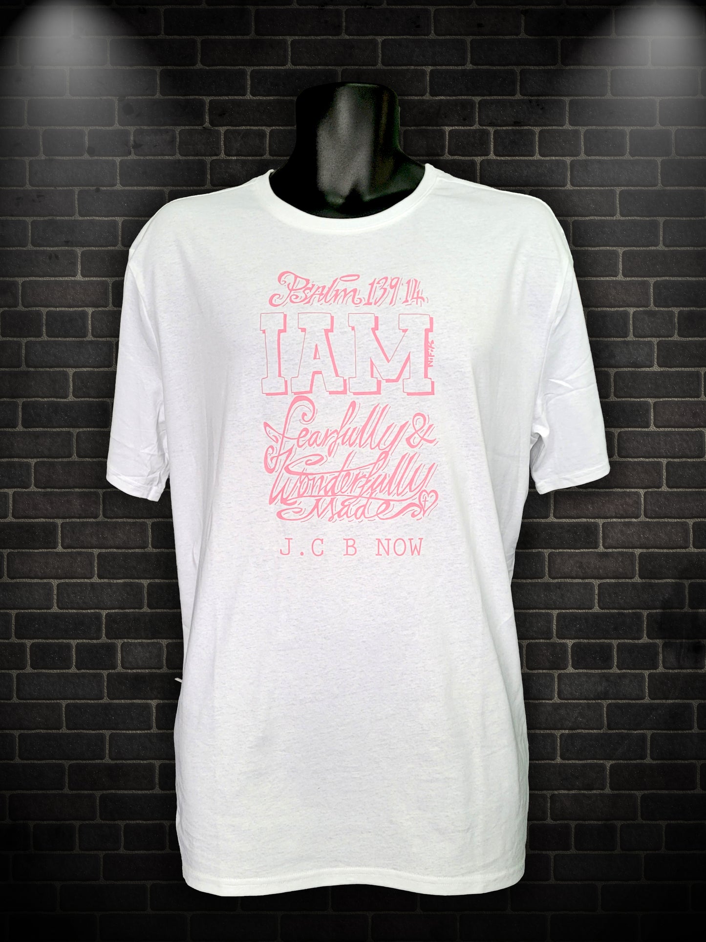Short Sleeve T-Shirt Psalm 139:14 Pink print