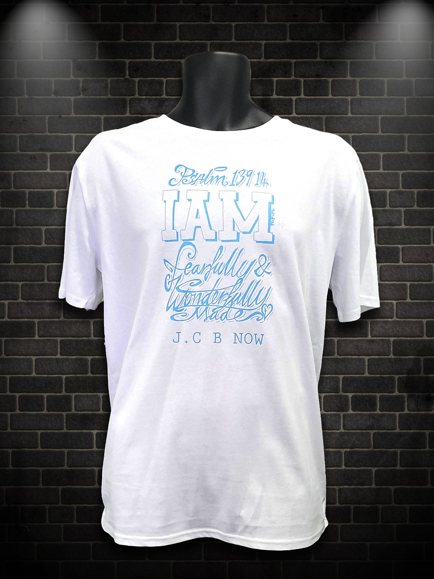 Short Sleeve T-Shirt Psalm 139:14 blue print
