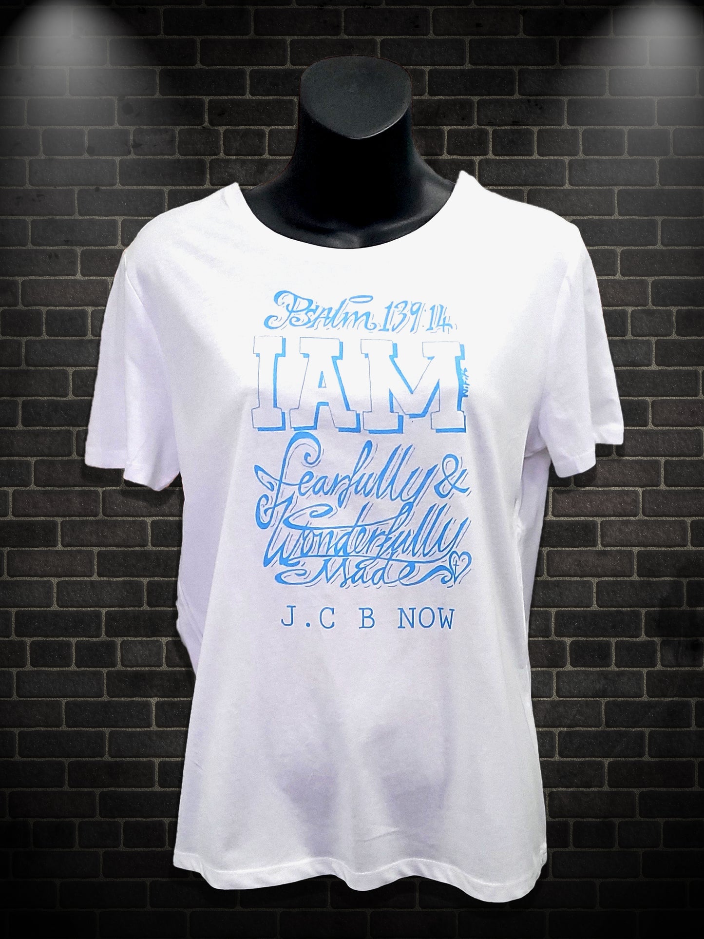 Short Sleeve T-Shirt Psalm 139:14 blue print