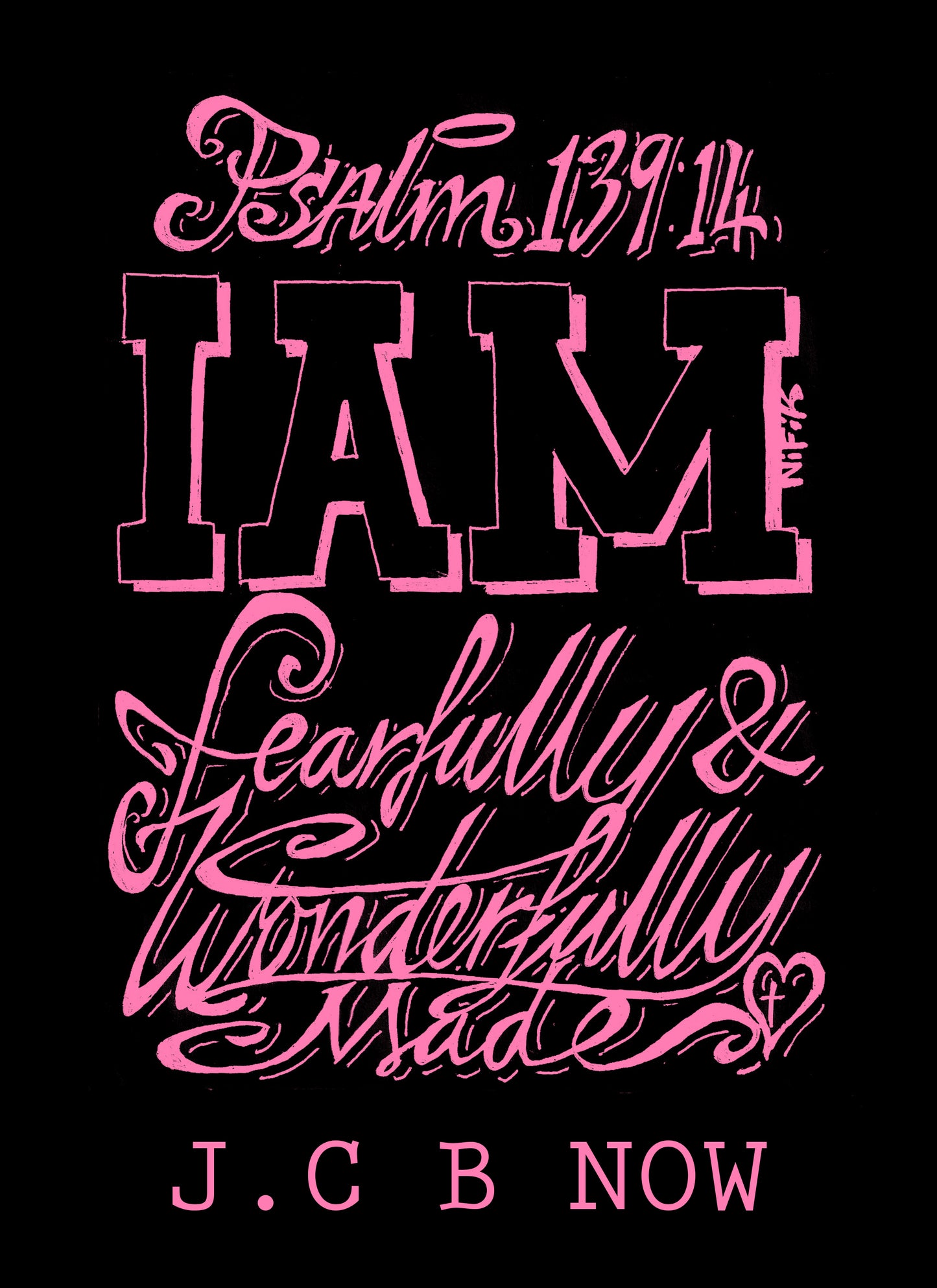 Short Sleeve T-Shirt Psalm 139:14 Pink print