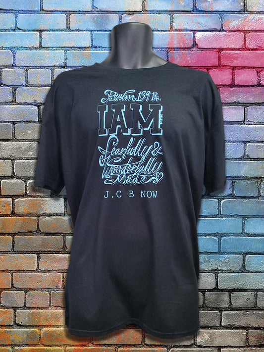 Short Sleeve T-Shirt Psalm 139:14 blue print