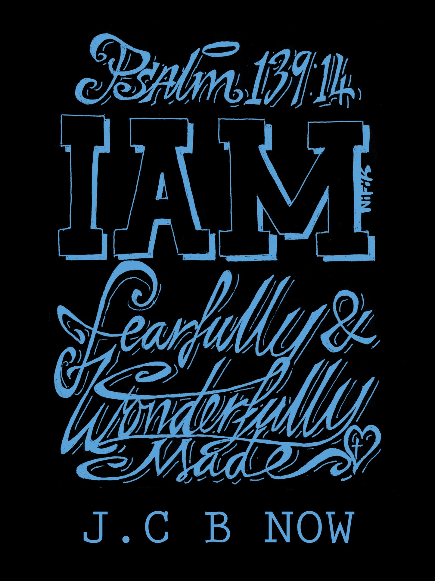 Short Sleeve T-Shirt Psalm 139:14 blue print